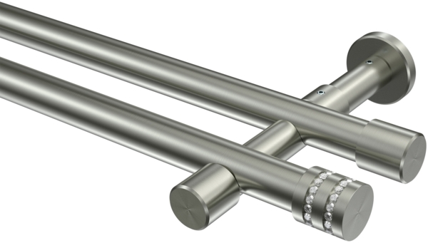 Gardinenstangen-Set Prestige Estana 180 cm, 2-läufig (ohne Ringe), 20 mm Ø Edelstahl-Optik