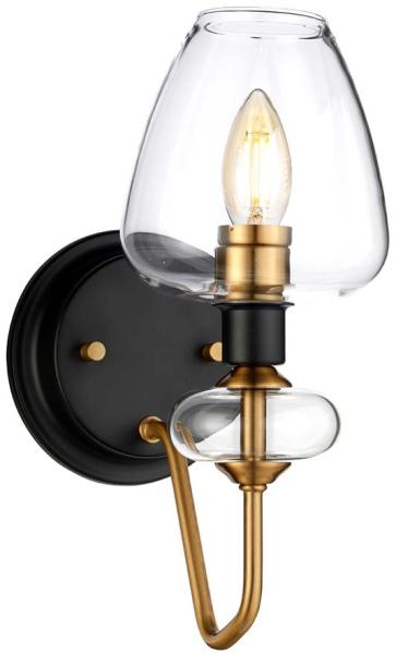 Wandlampe, Stahl Glas, anthrazitschwarz, B 13,4 cm