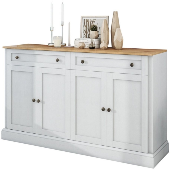 Rutaqian Anrichte Sideboard mit 4 Türen, Küchenschrank, 150 x 86 x 40 cm, (1, 1 St), verstellbaren Regalen, 2 Schubladen, Buffetschrank, moderner Stil Bild 1