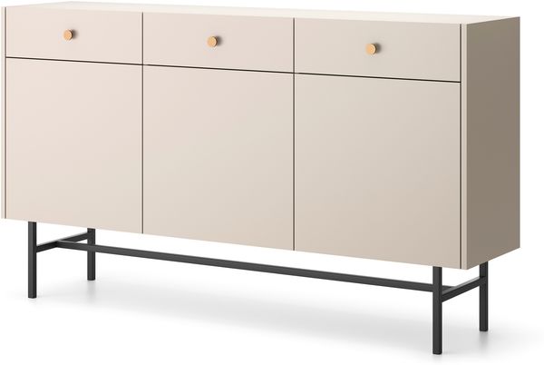 AX LIVING Kommode modern Dinley 155 cm Beige Matt mit Türen & Schubladen