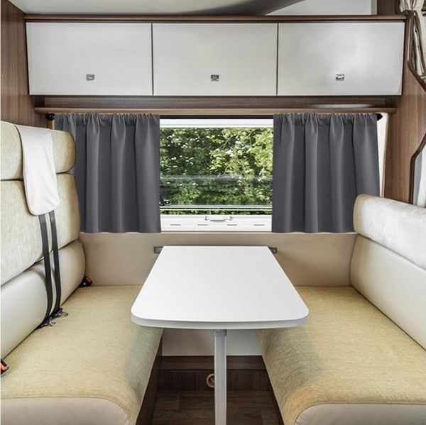 Jibenhome Scheibengardine Blickdicht Vorhänge Kurze Thermovorhang 2 Paneele, Stangentasche, für Wohnmobile, Wohnwagen, Küchen, Keller