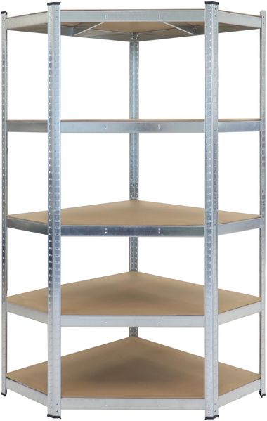 KARAT Schwerlastregal Eckregal Metallregal für Lager Regalsystem - Kellerregal - Steckregal - Werkstattregal aus Stahl Metall - 180 x 90 x 42 cm Tiefe (Verzinkt)