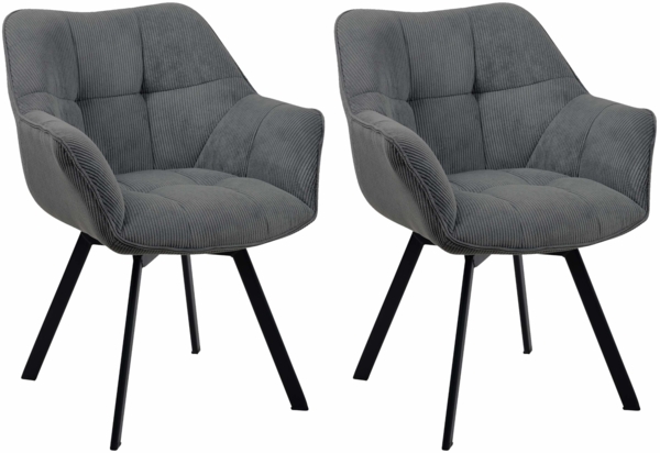 CLP 2er Set Esszimmerstuhl Jordi Cord,dunkelgrau