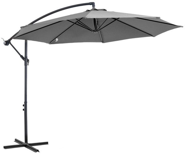 Outsunny Ampelschirm Sonnenschirm mit Handkurbel Wetterbeständig, LxB: 295x295 cm, Handkurbelschirm, Kurbelschirm, Grau Ø2,95 x 2,45H m