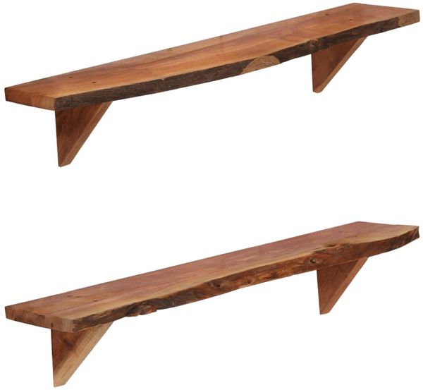 vidaXL Wandregale 2 Stk. 90 x 20 x 18 cm Massivholz Akazie 247928