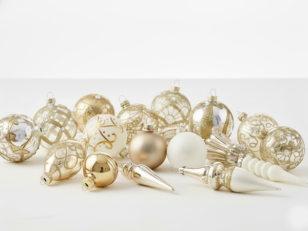 Weihnachtskugel 70er Set FLICKER Glas Gold
