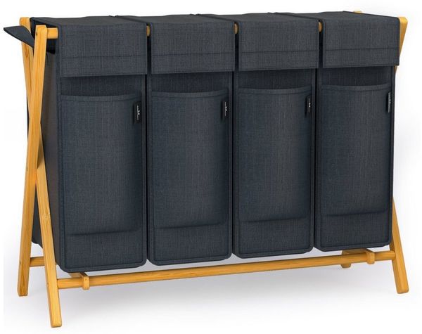 AdelDream Wäschekorb Bambus,Wäschesammler für Schmutzwäsche Wäsche Sortiersystem
