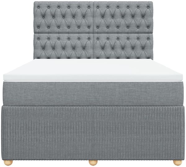 vidaXL Boxspringbett mit Matratze Hellgrau 160x200 cm Stoff 3292114 Bild 4