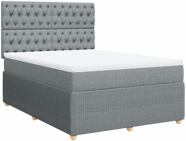 vidaXL Boxspringbett mit Matratze Hellgrau 160x200 cm Stoff 3292114 Bild 2