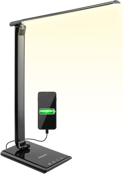 Monzana Schreibtischlampe mit USB Ladeanschluss, dimmbar, schwarz
