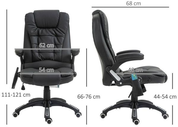 HOMCOM Massagesessel Bürosessel Bürostuhl Chefsessel Gamingsessel 6 Punkt Vibrations Massage mit Wärmefunktion drehbar (Schwarz) Bild 3