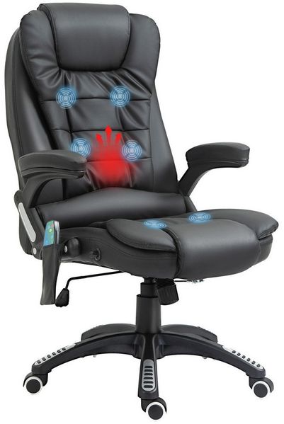HOMCOM Massagesessel Bürosessel Bürostuhl Chefsessel Gamingsessel 6 Punkt Vibrations Massage mit Wärmefunktion drehbar (Schwarz) Bild 2