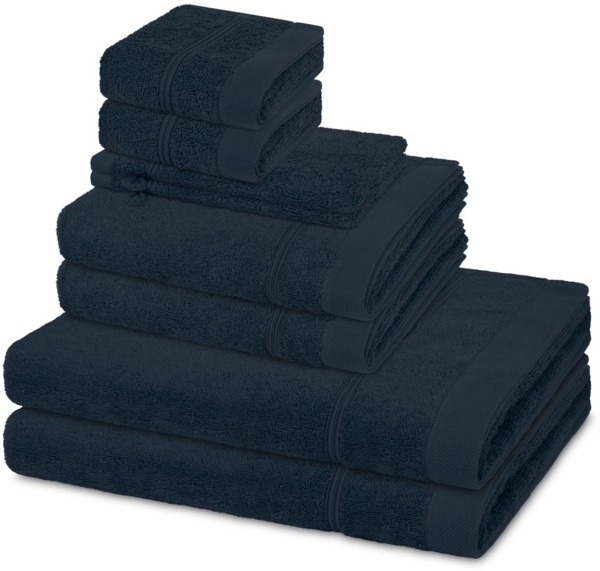 Ross Rubin 8 tlg. Frottier-Set - 2 X Handtuch (50 X 100cm), 2 X Duschtuch (70 X 140cm), 2 X Gästetuch (30 X 50cm), 2 X Waschhandschuh (16 X 22cm) - 480 - Denim