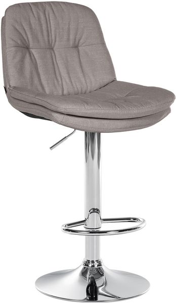 Barhocker MITUN - Stoff Grau 46x54x92 cm Silber | Barstuhl Höhenverstellbar Mit Lehne Drehbar Tresenhocker Tresenstuhl Kneipenhocker Kneipenstuhl