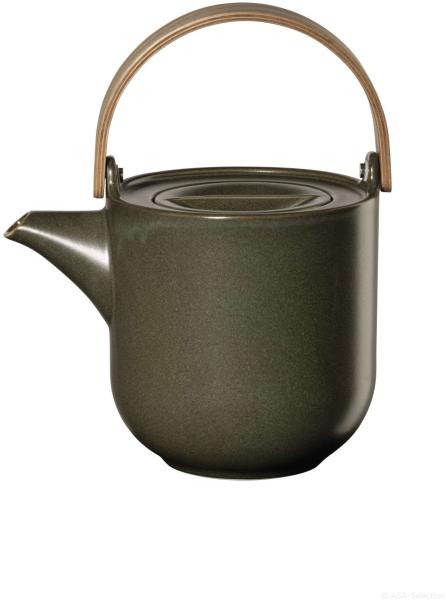 ASA Selection coppa nori Teekanne mit Holzgriff, Tee Kanne, Porzellan, Grün, 1 L, 19370192