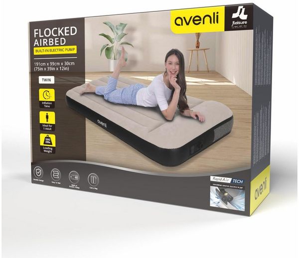 Avenli Luftbett Avenli selbstaufblasende Luftmatratze / Luftbett 191 x 99 x 30 cm mit, (Einzelbett für eine Person, 1-tlg, elektrisch mit Pumpe und Tragetasche), mit beflockter Oberfläche Bild 3