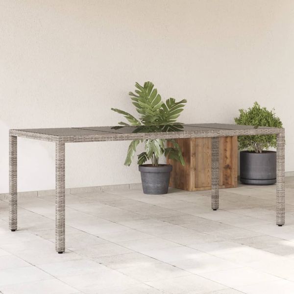 vidaXL Gartentisch mit Glasplatte Grau 190x90x75 cm Poly Rattan 365538