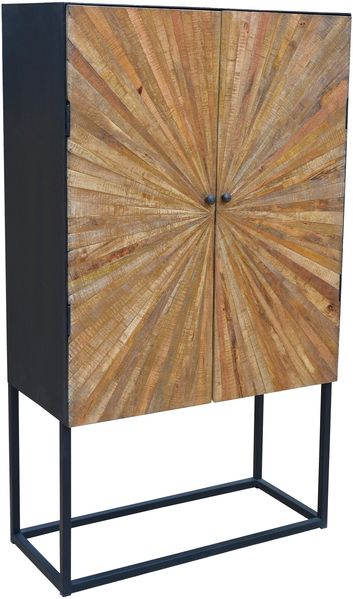 Highboard >Madira< in Schwarz, Mangoholz/Metall - 90x160x40cm (BxHxT)