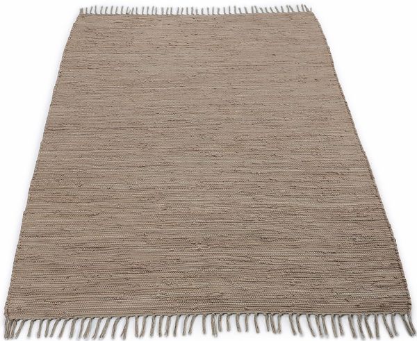 carpetfine Teppich Kelim Chindi uni, auch als Läufer, rechteckig, Höhe: 5 mm, Wendeteppich, reine Baumwolle, handgewebt, Uni-Farben, mit Fransen