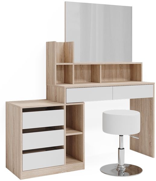 Schminktisch Anja Weiß/Sonoma 139.8 cm mit Hocker Vicco
