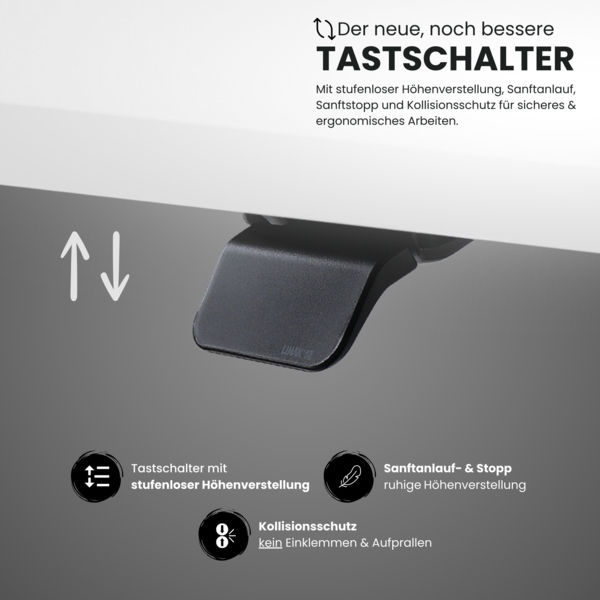 bümö elektrisch höhenverstellbarer Schreibtisch Asteiche 180x80 cm, Gestell: Graphit - Büroschreibtisch höhenverstellbar elektrisch, elektrischer Bürotisch & Gaming Tisch, Stehschreibtisch, XMST-19-R-G Bild 2