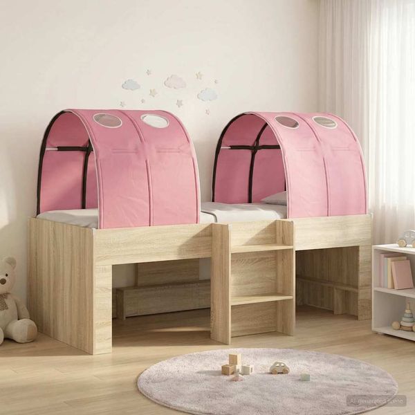 vidaXL Bett mit Tunnel 3 Stk. Sonoma Eiche und Pink Holzwerkstoff 3423554