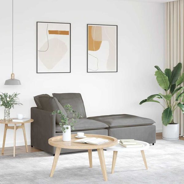 vidaXL Modulares Sofa mit Fußhocker Kissen Cordstoff Hellgrau 3321227