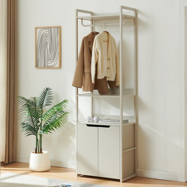 Standgarderobe Jässaatka mit Schrank 200x61x40 cm Grau [en. casa]