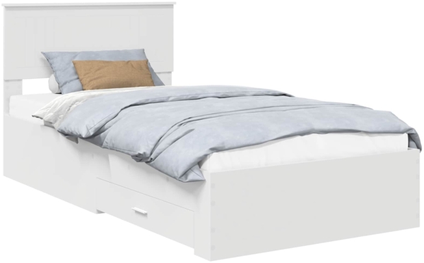 vidaXL Bettrahmen mit Kopfteil Weiß 100x200 cm Holzwerkstoff 3410931