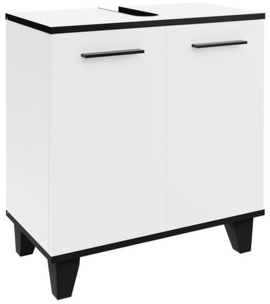 Fackelmann TE-A Waschtischunterschrank 60 cm breit mit Füßen, Weiß