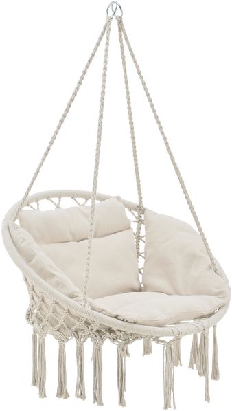 casa.pro 'Kailua' Hängesessel, mit Kissen, creme, für Indoor & Outdoor, bis 150 kg belastbar