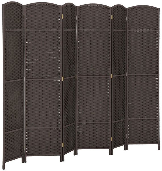 HOMCOM Paravent 240x170 cm Raumteiler (Sichtschutz, 6 St, Faltbar Trennwand aus Bambus), Raumtrenner Stellwand für Wohnzimmer Braun