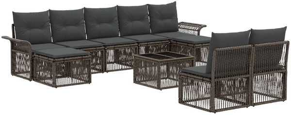 vidaXL Gartensofa-set 10 pcs Grau Poly-Rattan 3434948