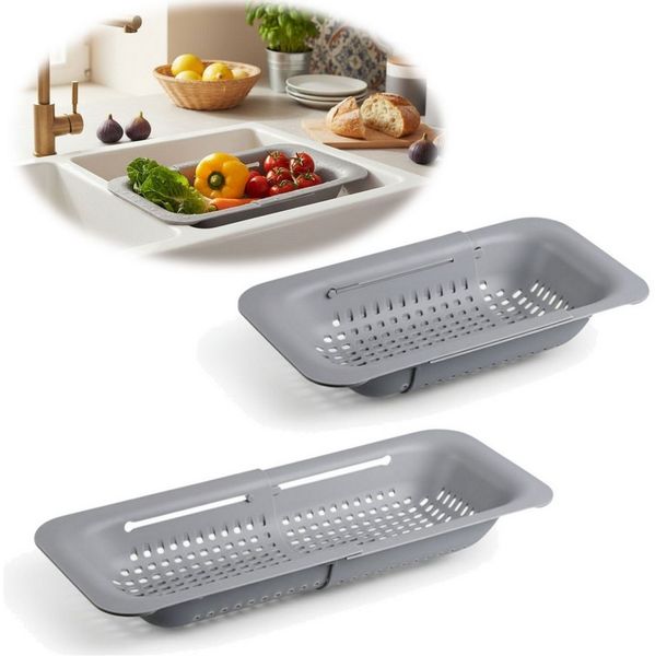 LS-LebenStil Küchensieb Abtropfsieb Ausziehbar Spülbeckensieb Organizer für Spülbecken, Kunststoff, (Siebkorb für Obst, Gemüse, Nudeln - Abtrogfestell für Geschirr, 1-St, Lebensmittelecht, BPA-frei, flexibler Abtropfkorb, Nudelsieb, Seiher), Abflusssie...