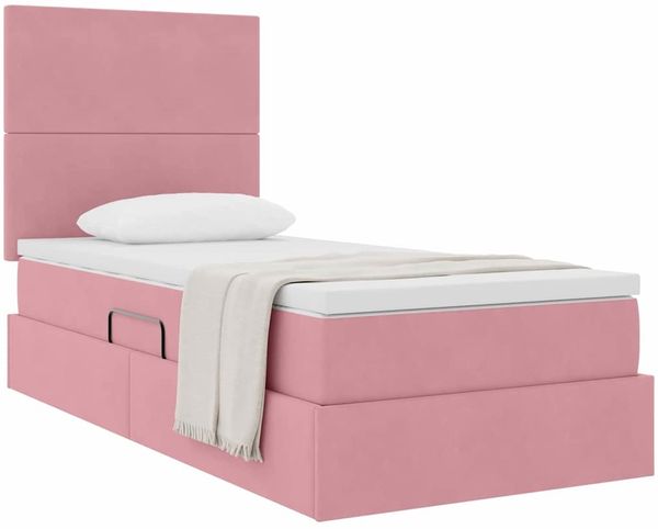 vidaXL Aufbewahrungsbett mit Matratze Rosa 100 x 200 cm Samt 3371954 Bild 3