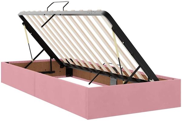 vidaXL Aufbewahrungsbett mit Matratze Rosa 100 x 200 cm Samt 3371954 Bild 6