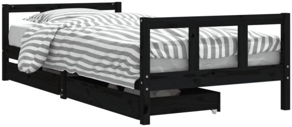 vidaXL Kinderbett mit Schubladen Schwarz 90x200 cm Massivholz Kiefer 834410 Bild 2