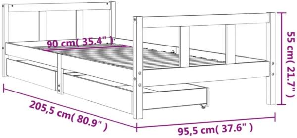 vidaXL Kinderbett mit Schubladen Schwarz 90x200 cm Massivholz Kiefer 834410 Bild 7