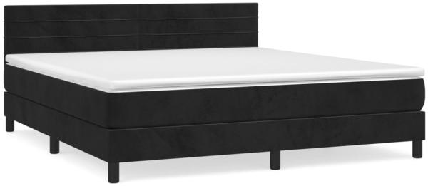 vidaXL Boxspringbett mit Matratze Schwarz 160x200 cm Samt 3141373