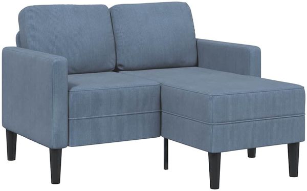 vidaXL 2-Sitzer-Sofa mit Chaiselongue L-Form Blau 125 cm Leinen 4107079