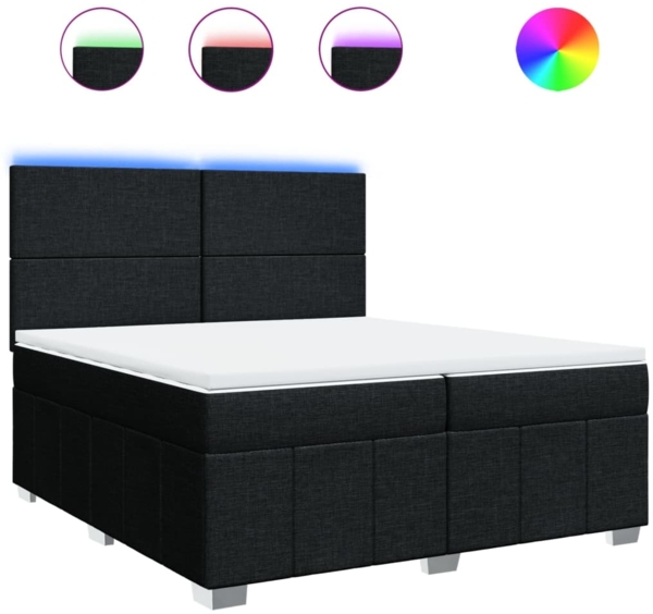 vidaXL Boxspringbett mit Matratze Schwarz 200x200 cm Stoff 3294070