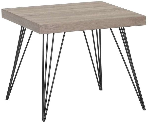Design Couchtisch GRIGIO 50cm hellgrau Eichen-Optikschwarzes Metallgestell Bild 4
