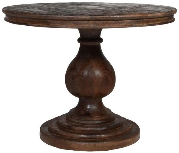 baario Esstisch Esstisch HARRISON dunkelbraun Ø100, rund massiv Mangoholz Landhaus Antik Design