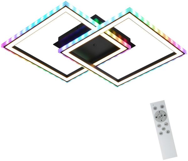 ZMH Deckenleuchte LED Deckenlampe Schlafzimmer - 35W Wohnzimmerlampe Dimmbar Schwarz Modern Schlafzimmerlampe mit Fernbedienung RGB Farbwechsel Küchenlampe Deckenleuchten Eckig für Kinderzimmer