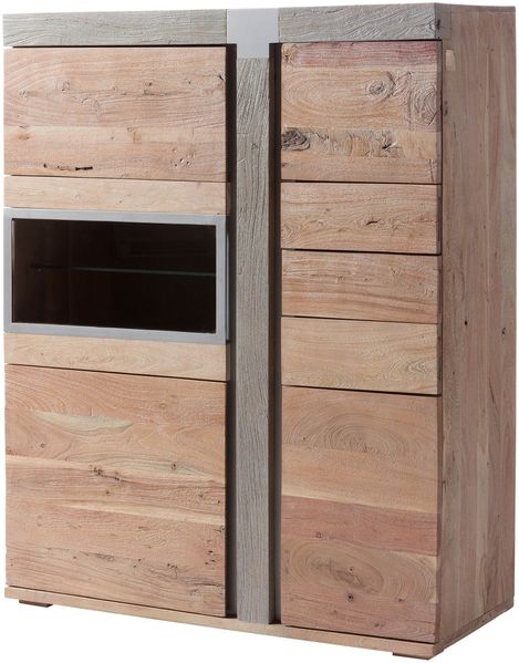 Highboard Akazie 110x45x142 beige lackiert Amsterdam #105