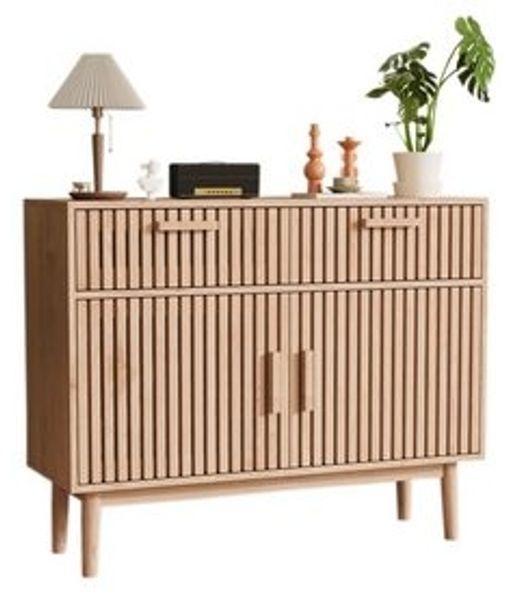 FUROKOY Sideboard Kommode Küchenschrank, Holzbeine (Buffetschrank mit 2 Türen und 2 Stauraum Schubladen), für Schlafzimmer, Wohnzimmer, Flur, 100 x 35 x 80 cm Bild 6