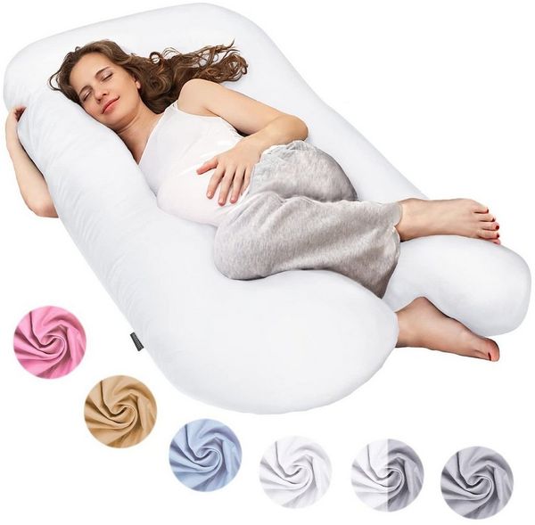 SMOOTHY XXL Schwangerschaftskissen Seitenschläferkissen, Lagerungskissen, Baby-Kissen & Stillkissen in U-Form mit abnehmbarem & waschbarem Bezug aus 100% Baumwolle (Classic XXL, 150x80 cm, Weiß)