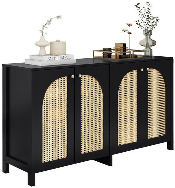 Merax Sideboard, Kommode mit verstellbaren Einlegböden,Anrichte,Rattantüren
