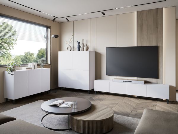 Wohnzimmer-Set Parsea II (Farbe: Weiß)