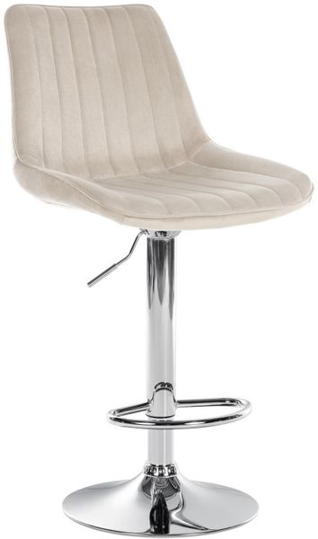 CLP Barhocker Toni Samt höhenverstellbar und drehbar,creme chrom